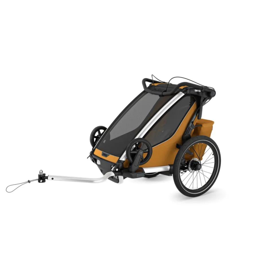 Pack remorque vélo chariot sport 1 place natural gold + kit jogging