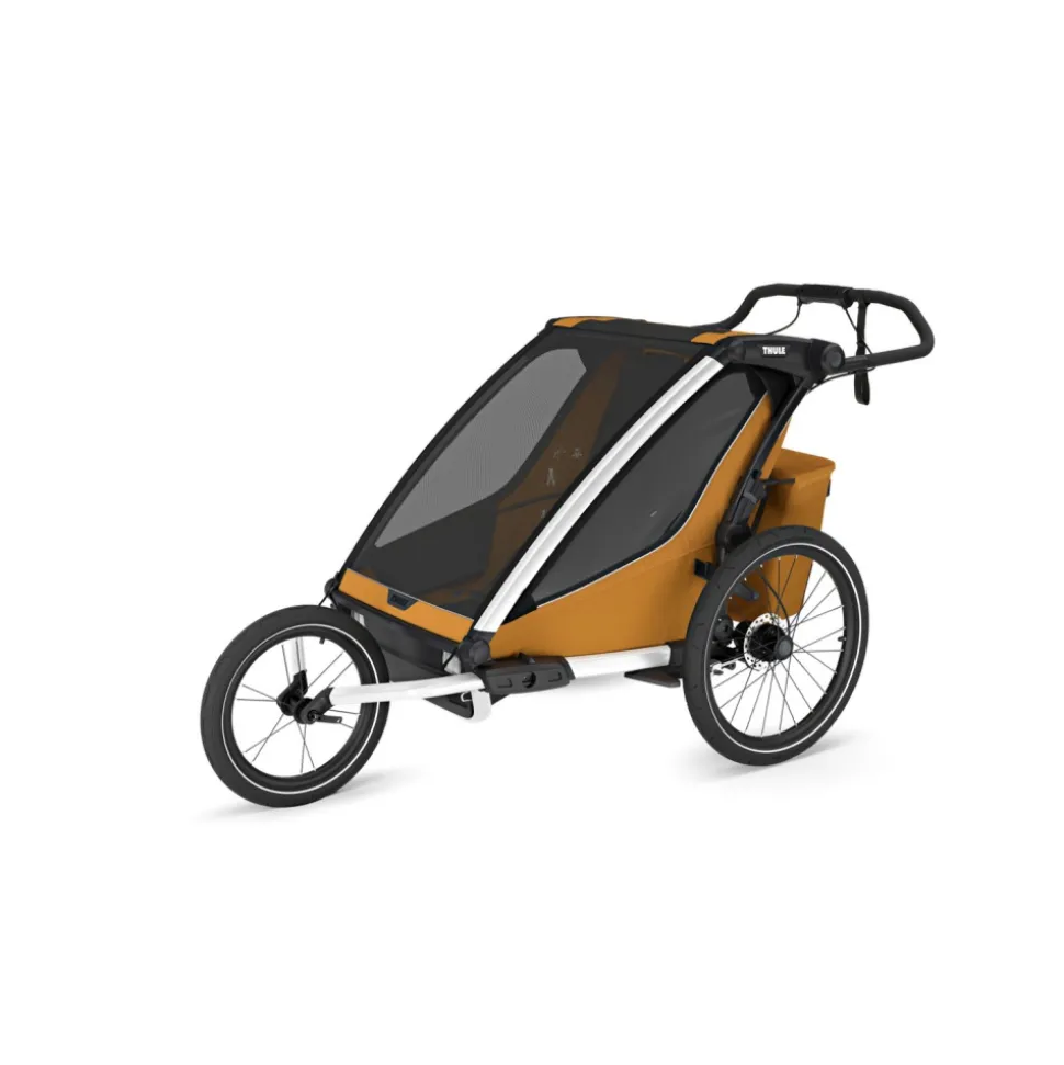 Pack remorque vélo chariot sport 2 natural gold + assise pour nouveau-né infant sling + kit jogging