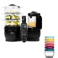 Pack robot cuiseur multifonctions nutribaby+ xl mineral black et 6 babybols 180 ml