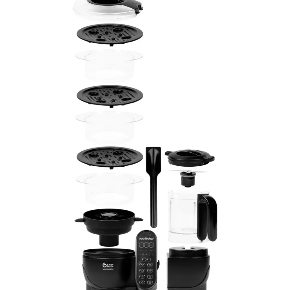 Pack robot cuiseur multifonctions nutribaby+ xl mineral black et 6 babybols 180 ml