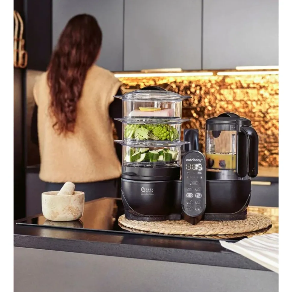 Pack robot cuiseur multifonctions nutribaby+ xl mineral black et 6 babybols 180 ml