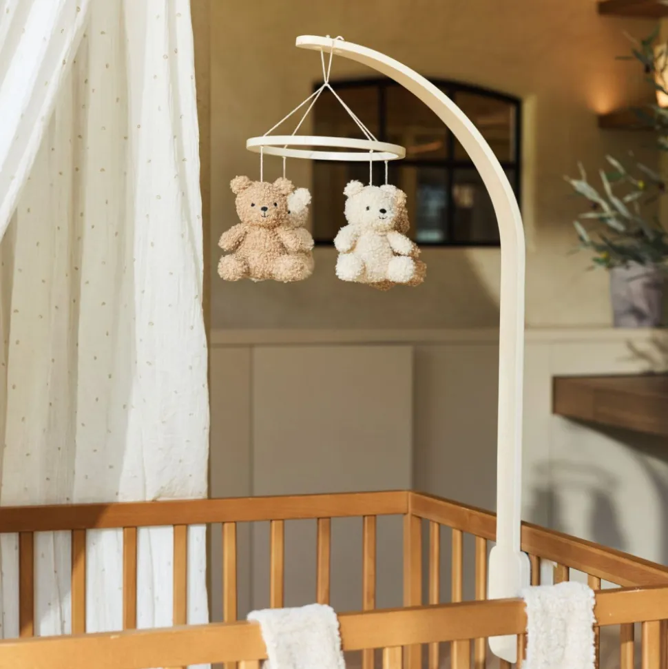 Pack support mobile bébé bois + mobile d’éveil bébé teddy bear wild rose et naturel