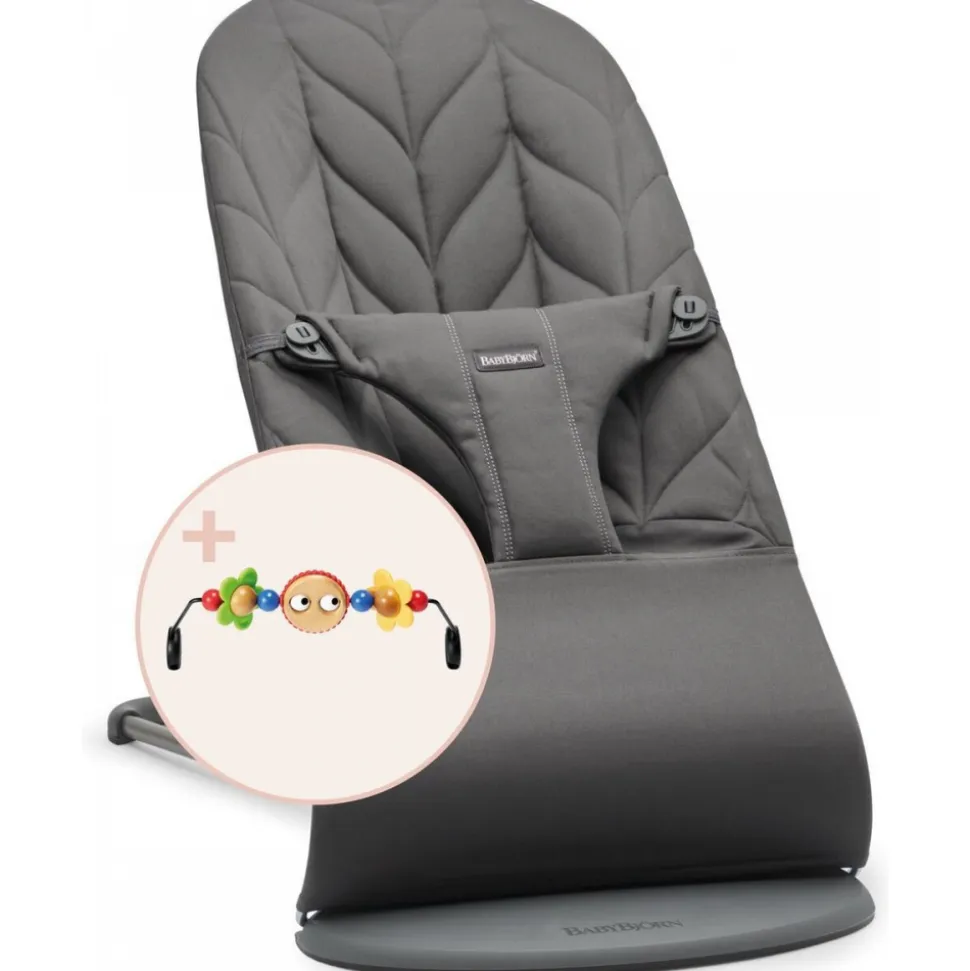 Pack transat bliss tissé matelassage pétale anthracite avec arche de jeux yeux espiègles
