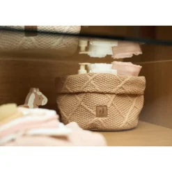 Panier de rangement check knit biscuit