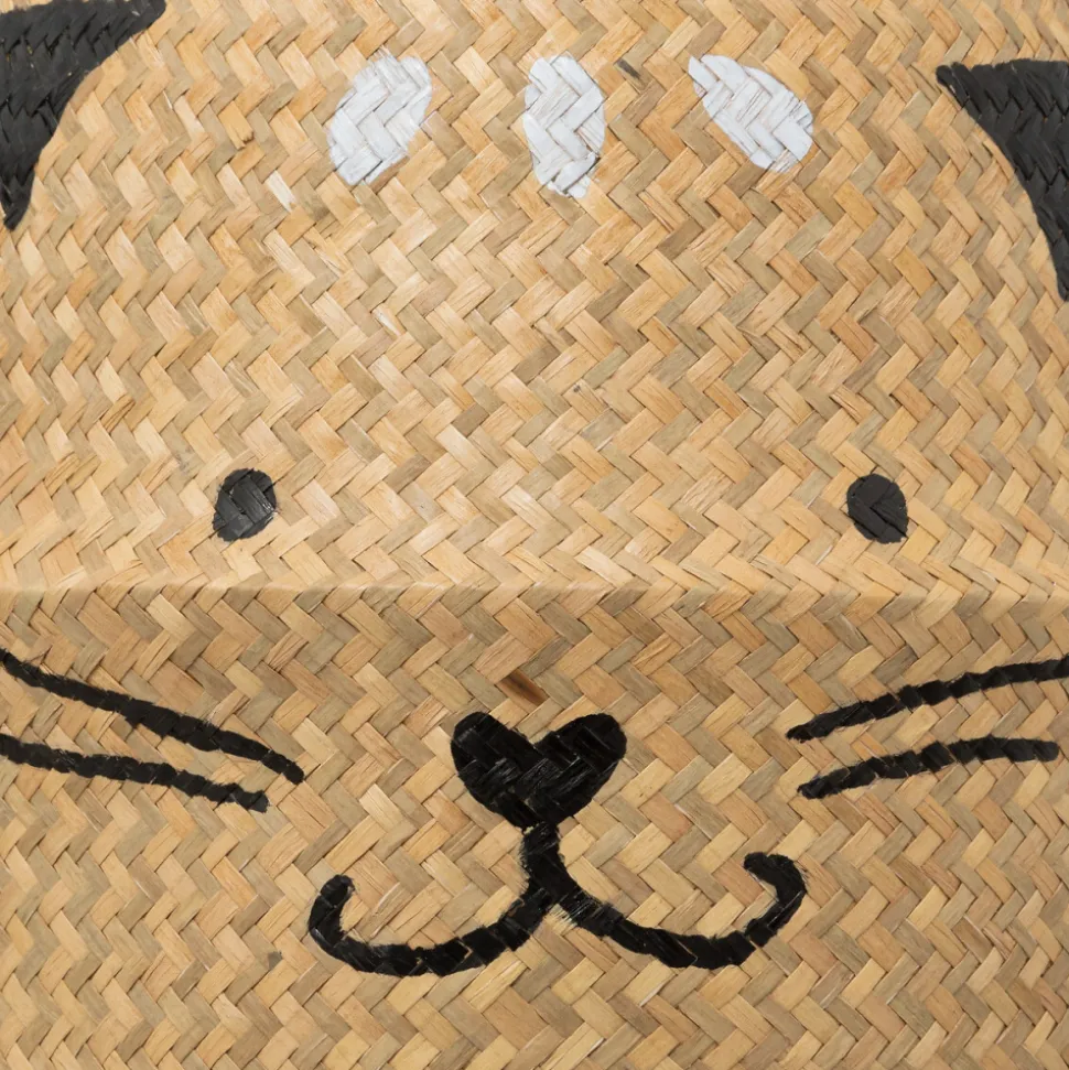 Panier de rangement pliant roseau chat