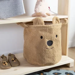 Panier de rangement teddy brun 30 x 30 cm
