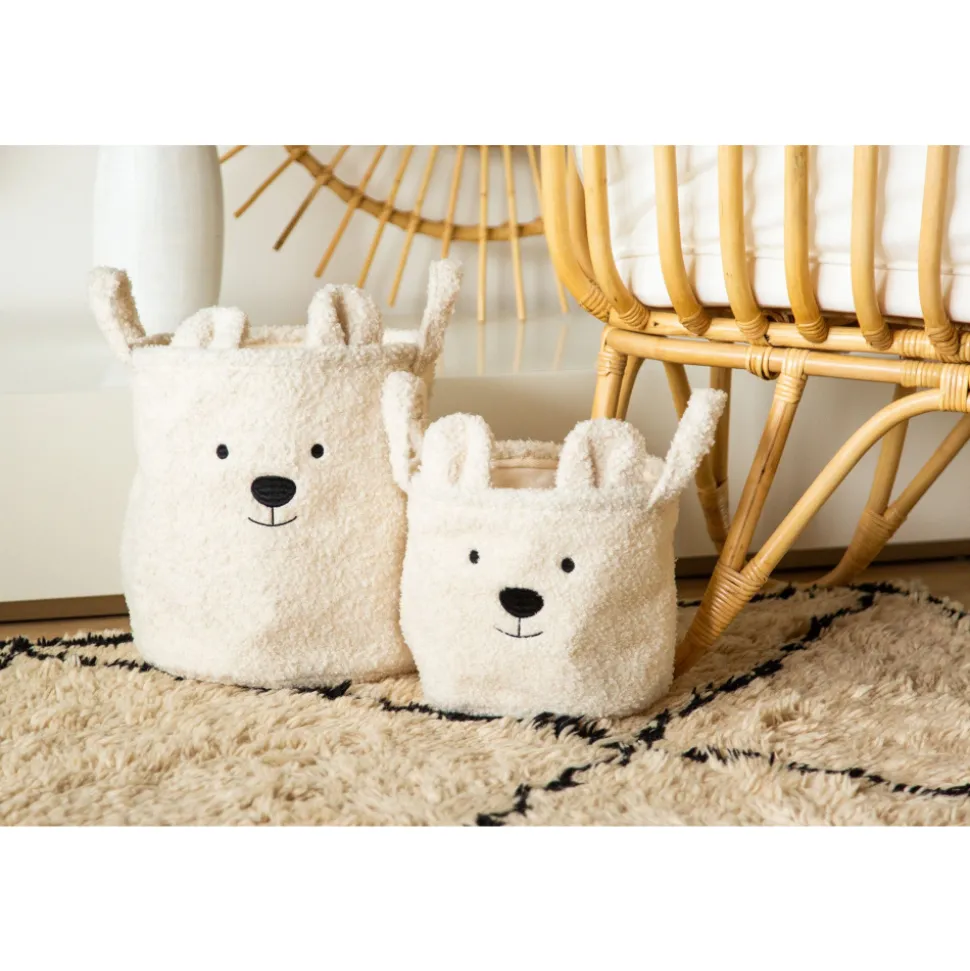 Panier de rangement teddy écru 30 x 30 cm