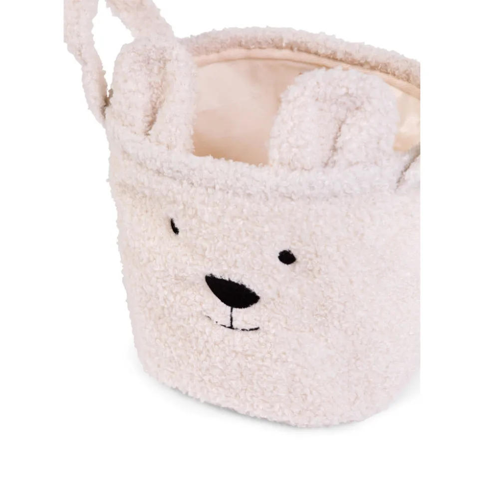 Panier de rangement teddy écru 25 x 20 cm