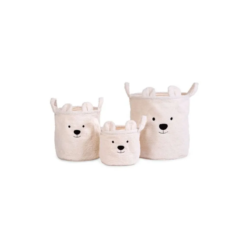 Panier de rangement teddy écru 25 x 20 cm
