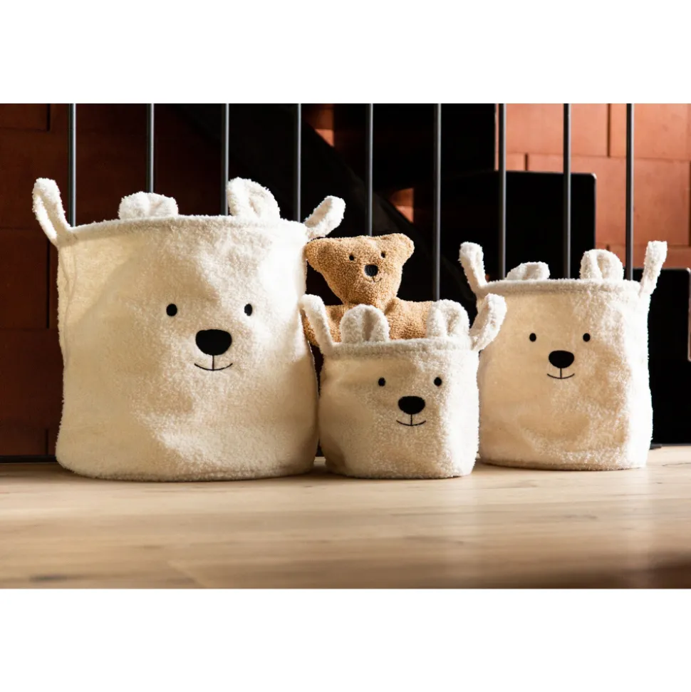 Panier de rangement teddy écru 25 x 20 cm