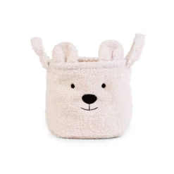 Panier de rangement teddy écru 25 x 20 cm