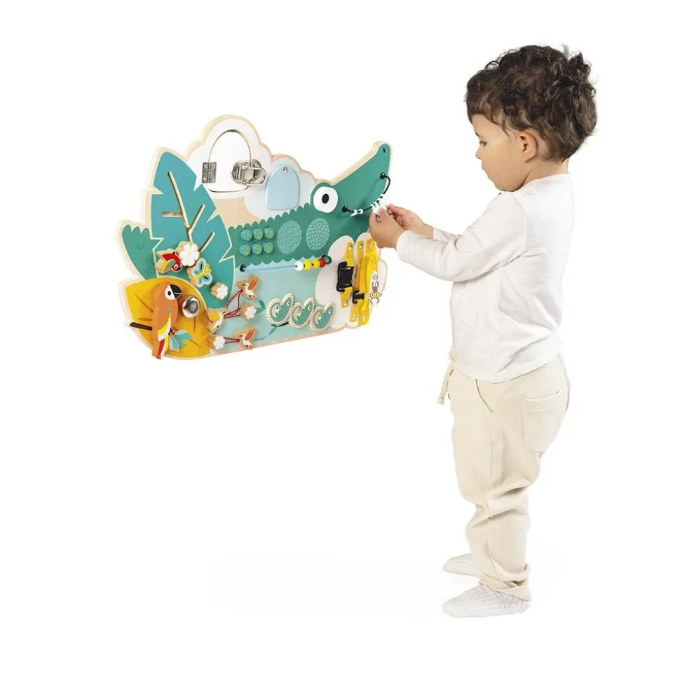 Panneau d'activités en bois busy board crocodile tropik
