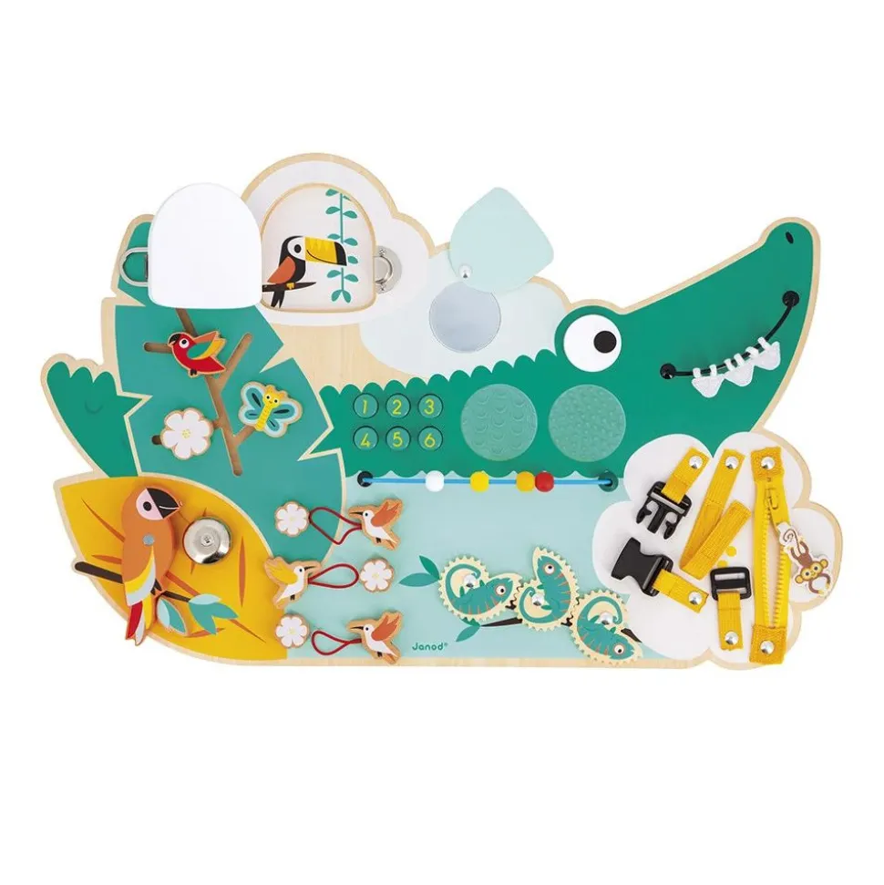 Panneau d'activités en bois busy board crocodile tropik