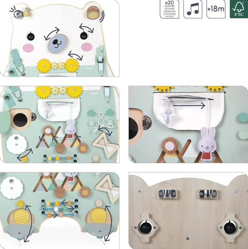 Panneau d'activités en bois busy board ourson pure