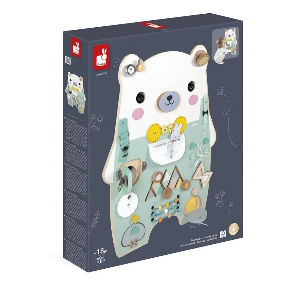 Panneau d'activités en bois busy board ourson pure