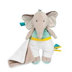 Pantin avec doudou eléphant cacahuète