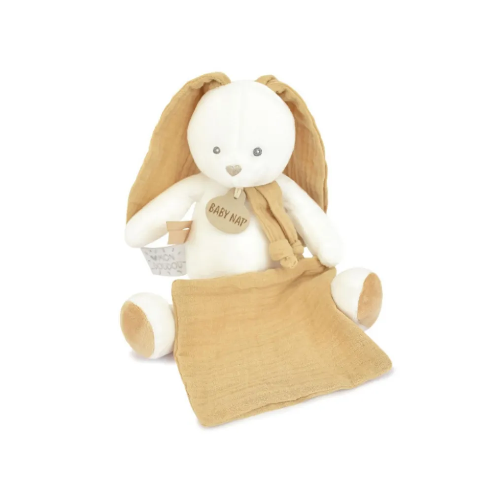 Pantin avec doudou lapin nougat