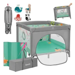 Parc bébé mille plus 100x100 cm pliable avec matelas grey green