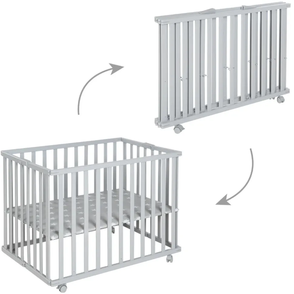 Parc bébé pliable 74 x 100 cm taupe
