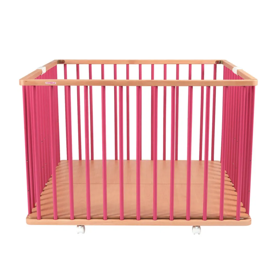 Parc bébé pliant carré gaby avec plancher réglable hybride fuschia