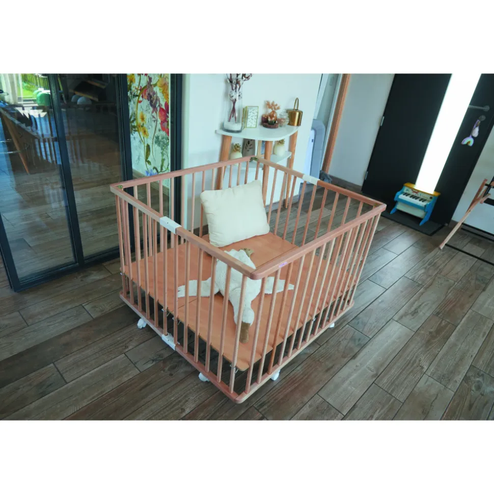 Parc bébé pliant carré gaby avec plancher réglable hybride fuschia