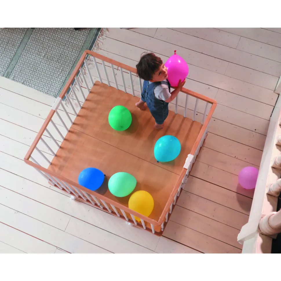 Parc bébé pliant carré gaby avec plancher réglable hybride fuschia