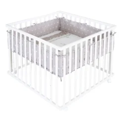 Parc bébé 100 x 100 cm blanc et tapis de parc indibear