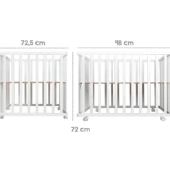 Parc bébé 75 x 100 cm bois blanc et tapis de parc vert