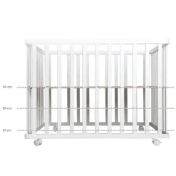 Parc bébé 75 x 100 cm bois blanc et tapis de parc vert
