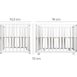 Parc bébé 75 x 100 cm bois blanc et tapis de parc gris
