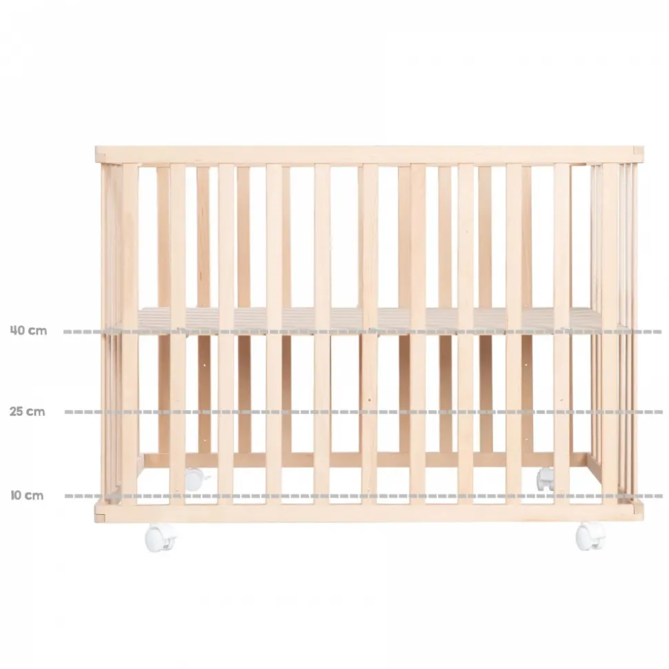 Parc bébé 75 x 100 cm bois naturel et tapis de parc vert