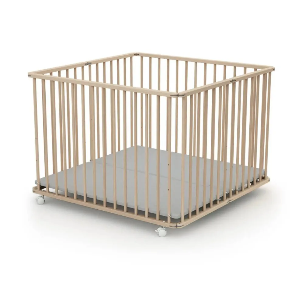 Parc pliant 100x100 hêtre brut