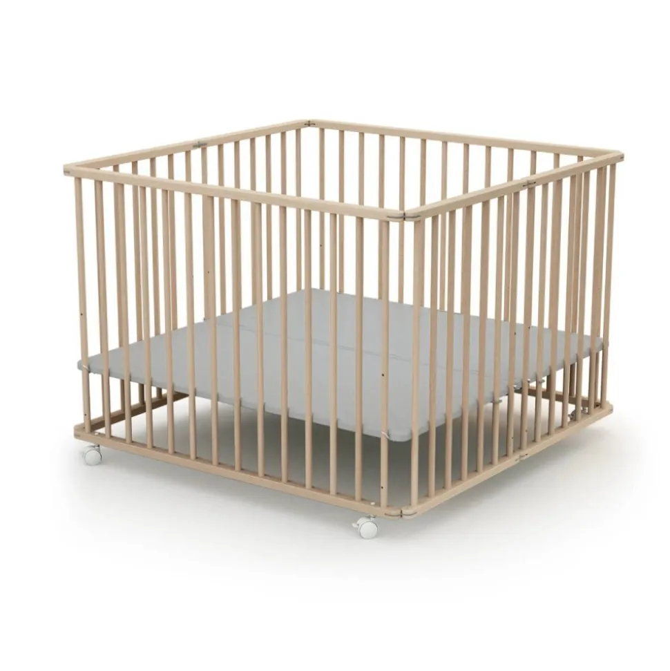 Parc pliant 100x100 hêtre brut