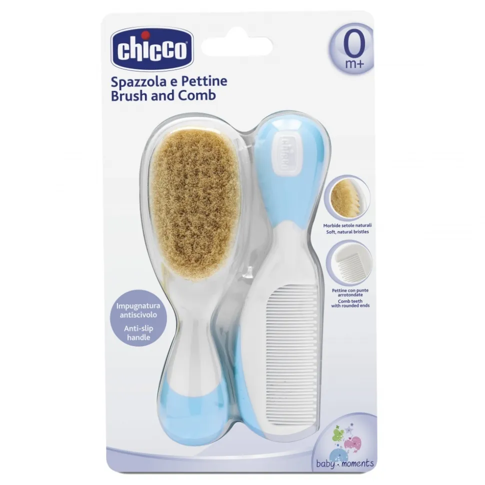 Peigne et brosse bleu clair