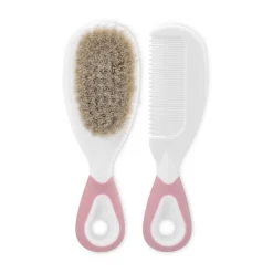 Peigne et brosse à cheveux naturels rose