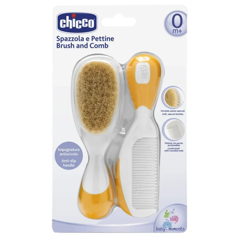 Peigne et brosse soie orange