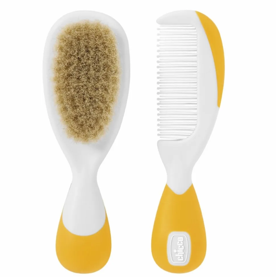 Peigne et brosse soie orange
