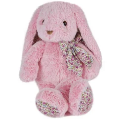 Peluche bébé copain calin lapin rose 40 cm