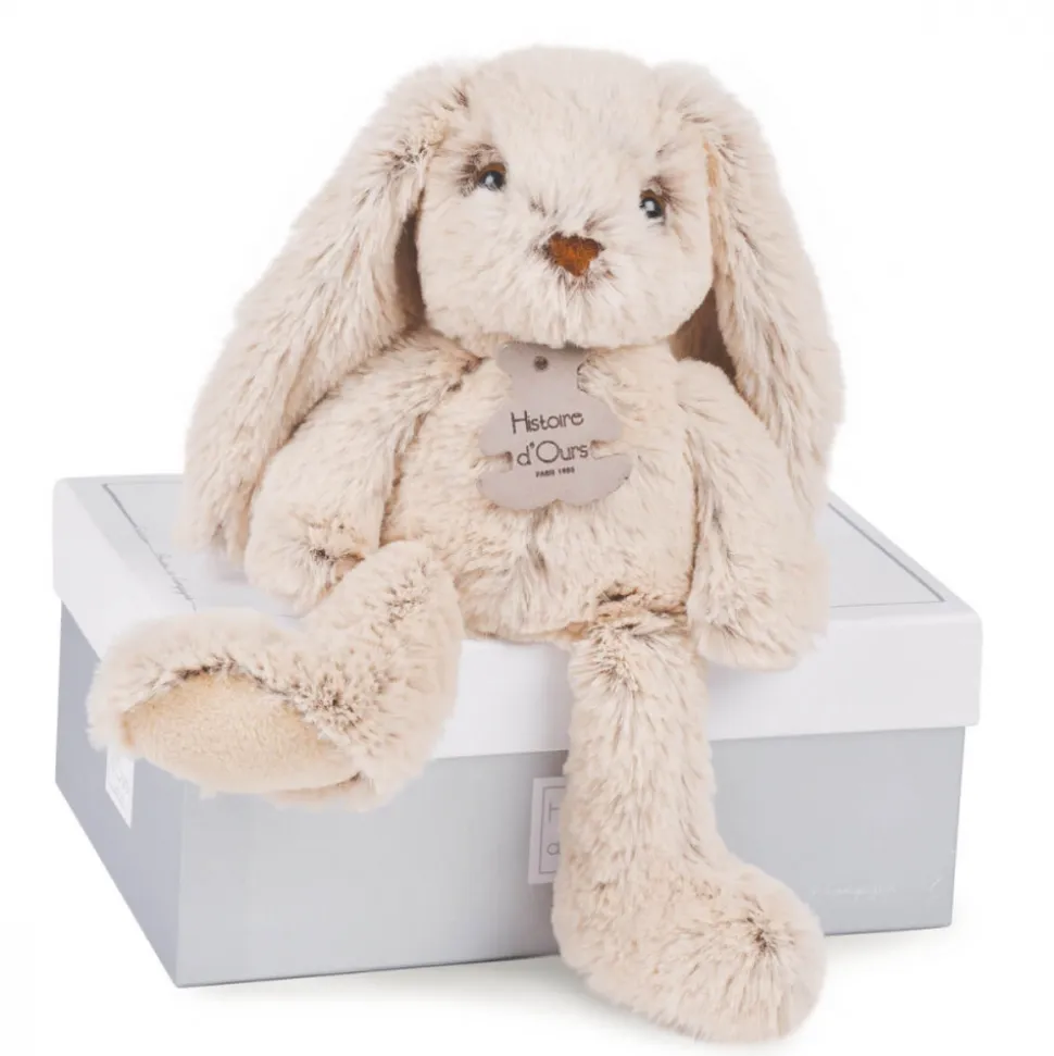 Peluche bébé copain calin lapin beige 25 cm