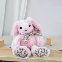 Peluche bébé copain calin lapin rose 25 cm