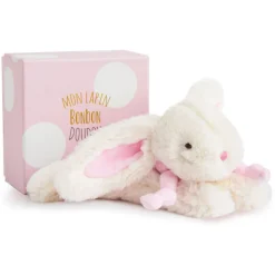 Peluche bébé lapin bonbon 20 cm rose