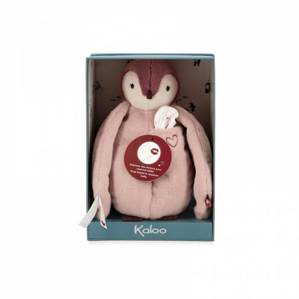 Peluche à bisous pingouin rose