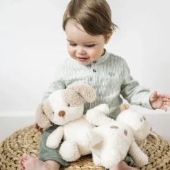 Peluche chien teddy bouclette 24cm ecru