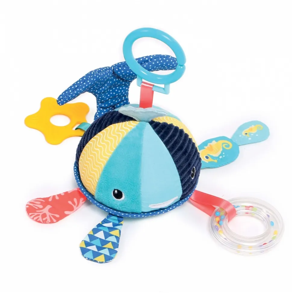Peluche d'activité baleine à suspendre bleu