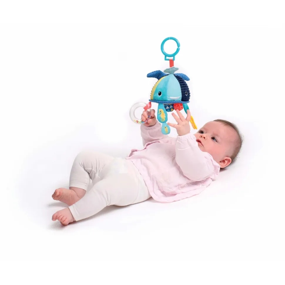 Peluche d'activité baleine à suspendre bleu