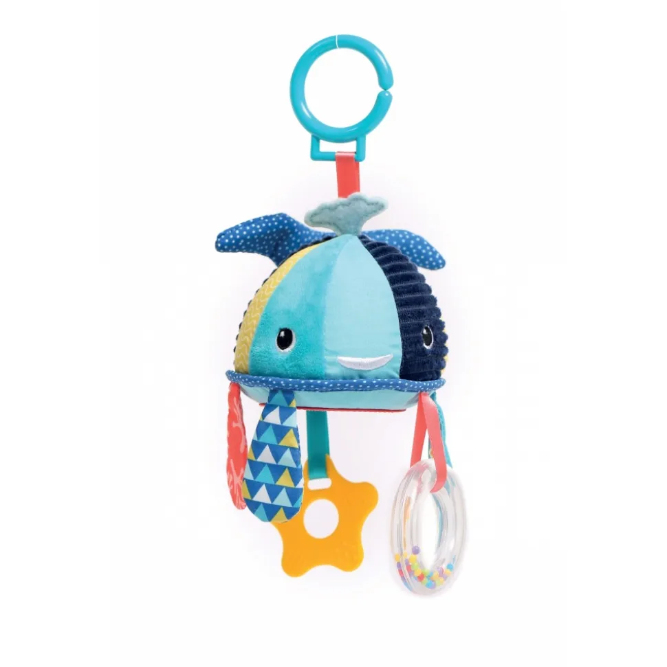 Peluche d'activité baleine à suspendre bleu