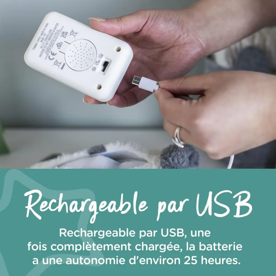 Peluche d'aide au sommeil rechargeable grofriend - pippo le panda