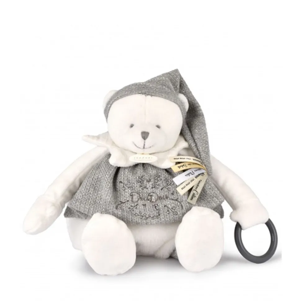 Peluche d'éveil ours 30 cm argent