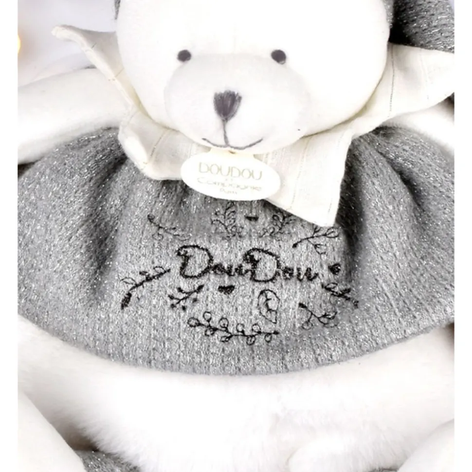 Peluche d'éveil ours 30 cm argent