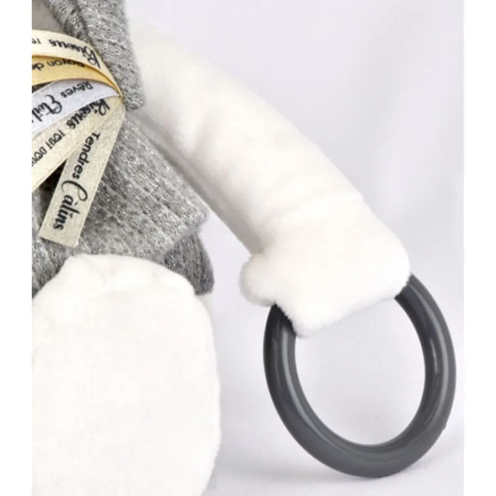 Peluche d'éveil ours 30 cm argent
